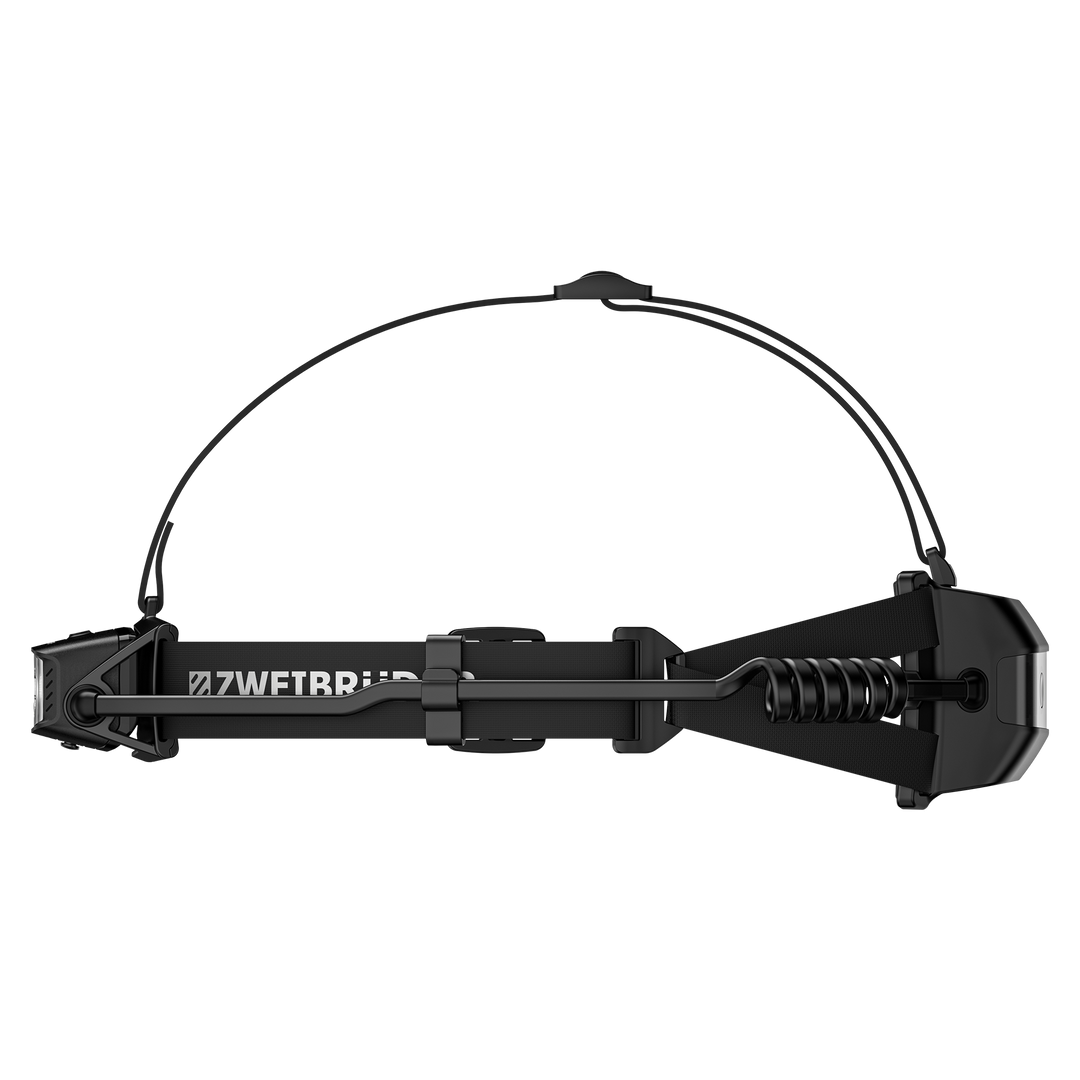 Zweibrüder ZB11H LED Stirnlampe Seitenansicht mit Kopfband