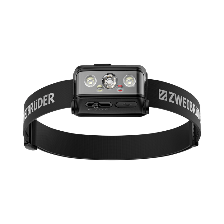 Zweibrüder ZB3H LED Stirnlampe Frontalansicht mit Schalter