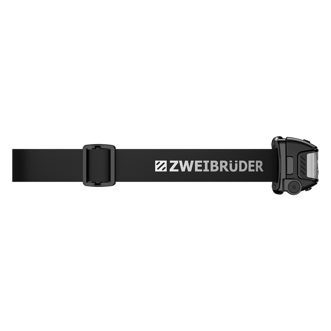 Zweibrüder ZB3H LED Stirnlampe Seitenansicht mit Kopfband