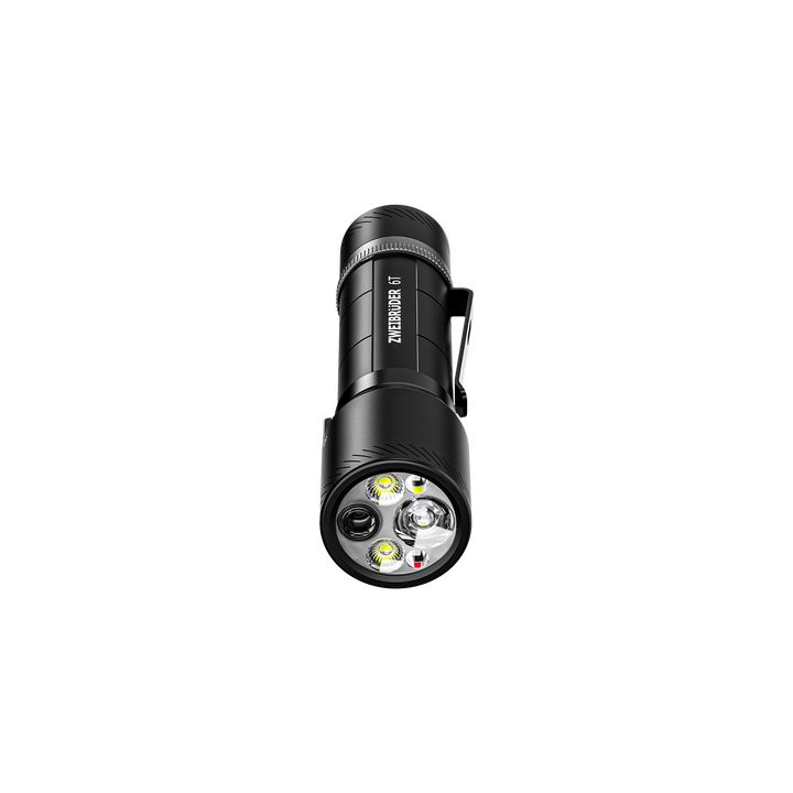 Zweibrüder ZB6T LED Taschenlampe Frontalansicht mit LED Lichtquelle
