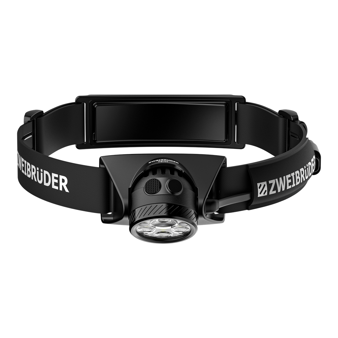 Zweibrüder ZB7H LED Stirnlampe Frontalansicht mit Schalter 
