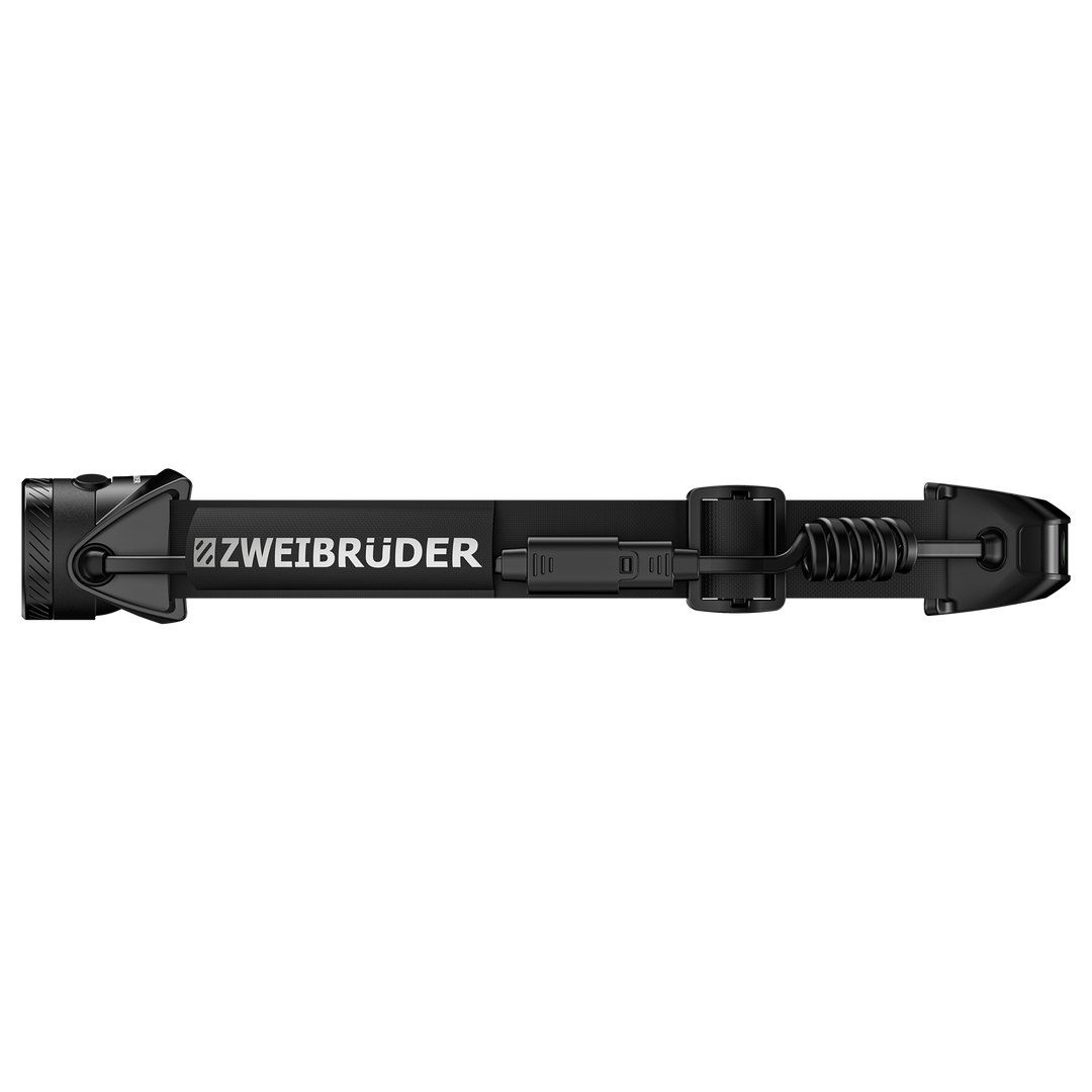 Zweibrüder ZB7H LED Stirnlampe Seitenansicht mit Kopfband