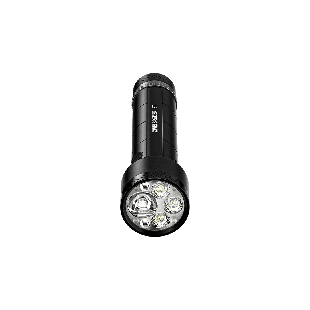 Zweibrüder ZB8T LED Taschenlampe Frontalansicht mit LED Lichtquelle