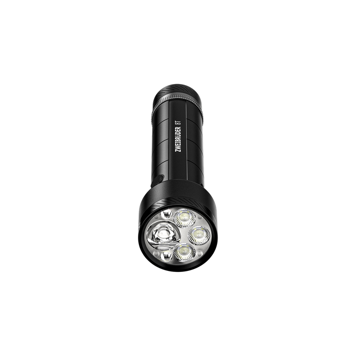Zweibrüder ZB8T LED Taschenlampe Frontalansicht mit LED Lichtquelle