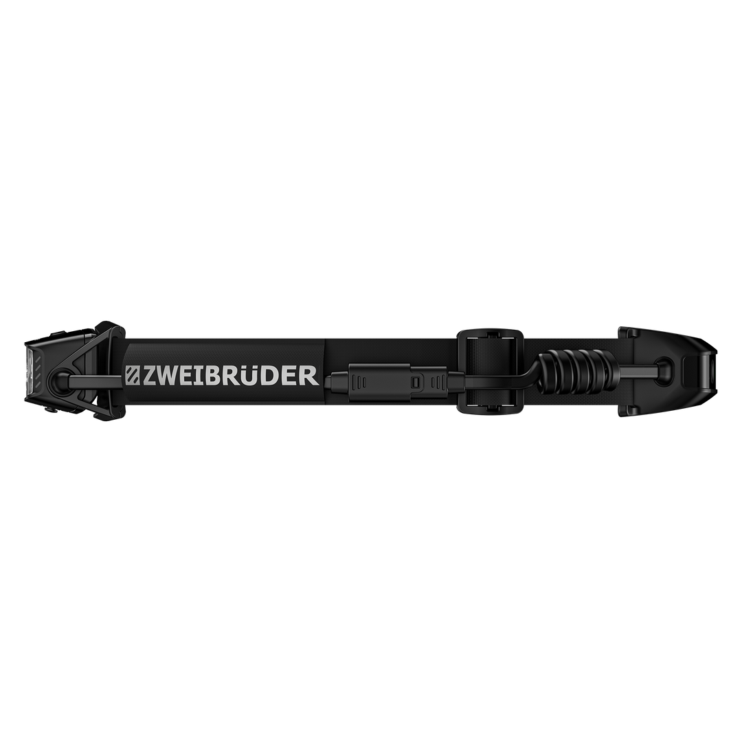 Zweibrüder ZB9H LED Stirnlampe Seitenansicht mit Kopfband